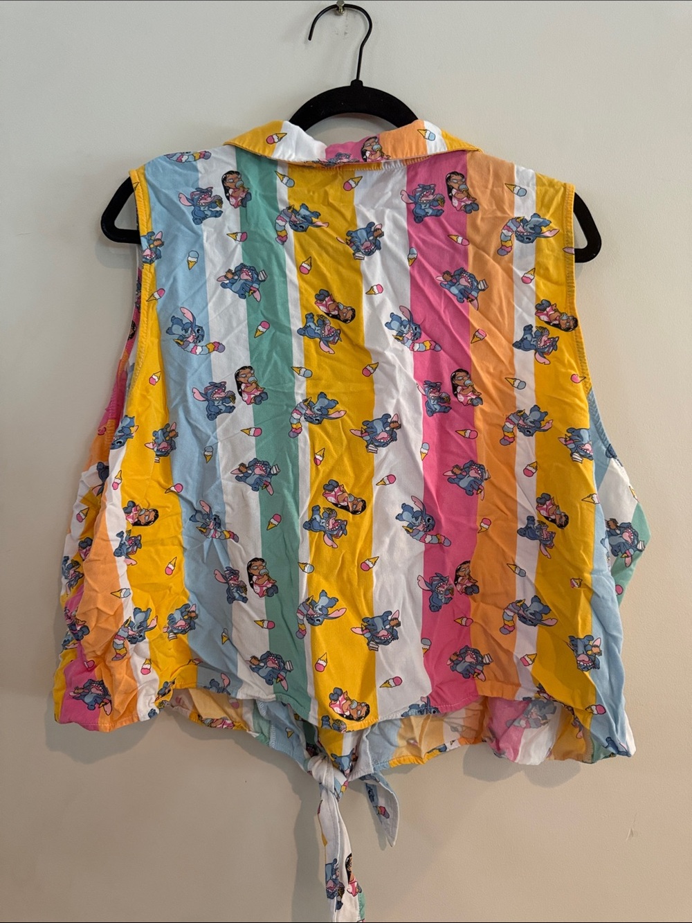 Her Universe Plus Size 3X Disney Lilo & Stitch Ice Cream Stripe Tie Front Top - Picture 5 of 5